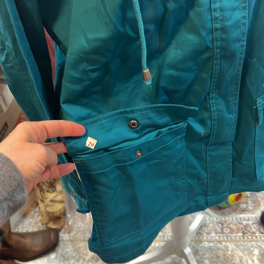 NWOT Woman Within Zip Snap Front Hoodie Jacket 14/16 Blue Pockets - Picture 3 of 6
